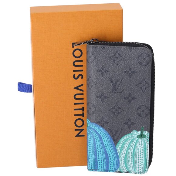 Louis Vuitton x Yayoi Kusama Vertical Wallet Gray Monogram Eclipse Pumpkins - Picture 1 of 5